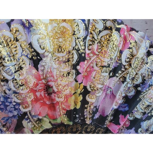 Beautiful Floral Gold Accents Black Lace Womens Fan Vintage Collectible - Picture 3 of 7